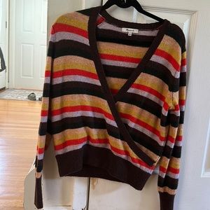 Madewell wrap v neck striped sweater